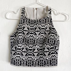 Vintage Geo Stradivarius Woven Crop top XS